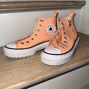 Converse Girls Peach Lug Lift Platform Canvas